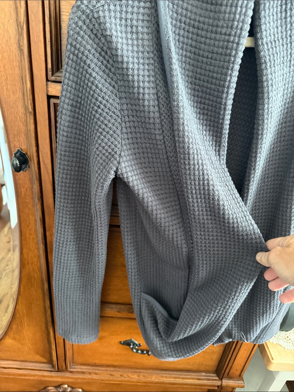 Mi Gray Waffle Knit Open-Front Cardigan - Picture 3 of 4